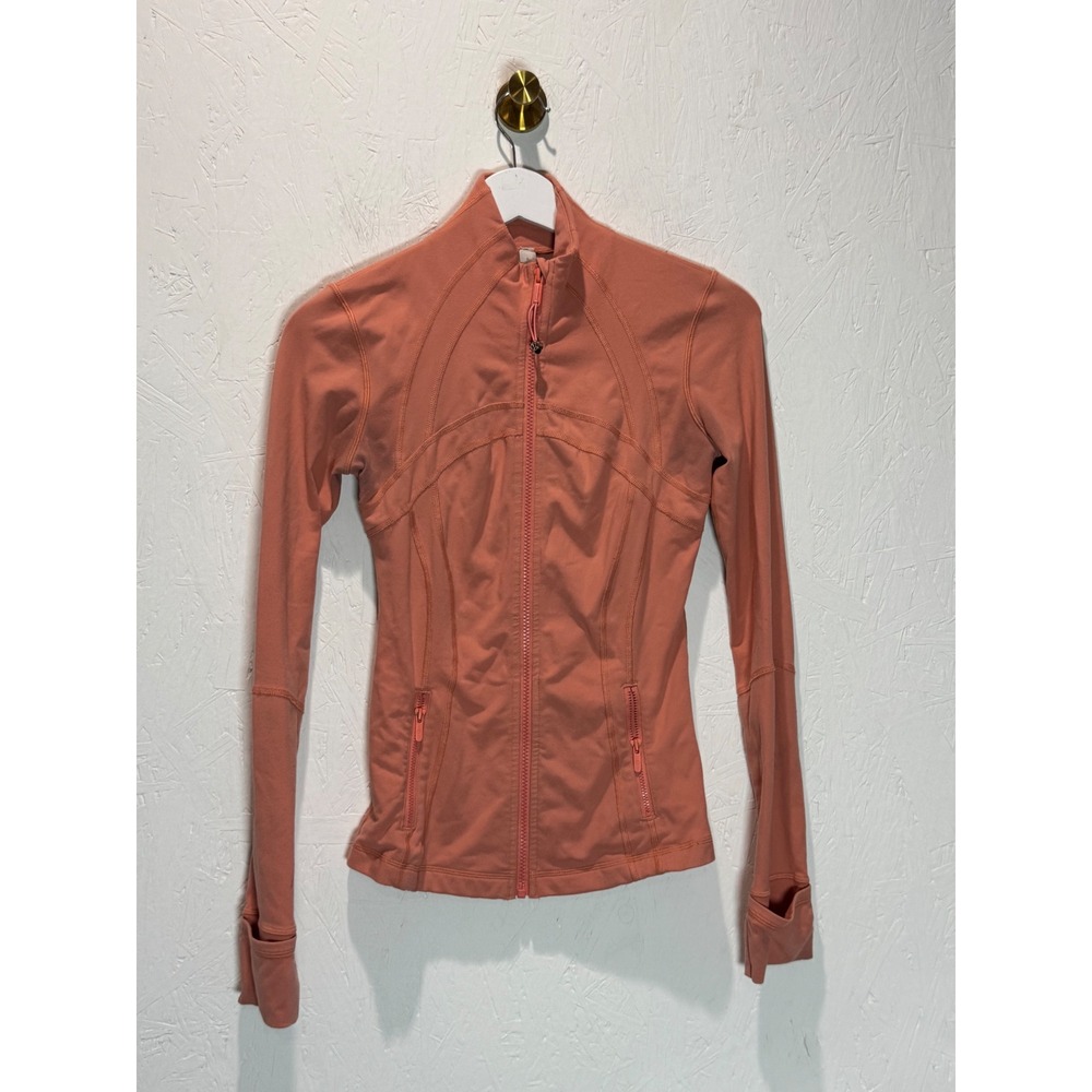 Lululemon Define Jacket Coral Pink Luon Full Zip Yoga Running Size 4